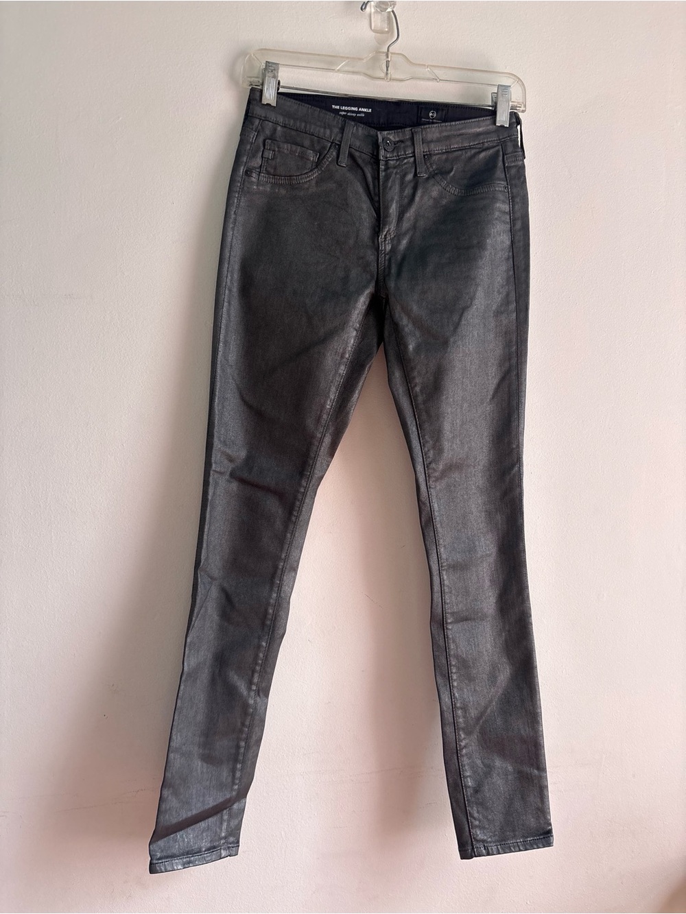 Ag Adriano Goldschmied Women’s Skinny Coated Black Jeans
